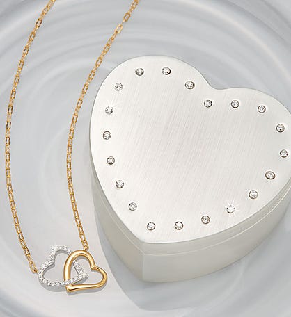 Crislu® Double Heart Necklace with Jewelry Box